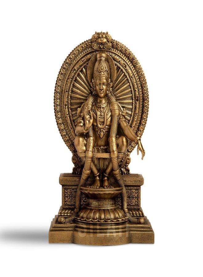 SILAII Lord Ayyappan Idol | Sabarimala Swamy Ayyappa Divine Sculpture for Home Temple | Antique Bronze Fininsh Spiritual Showpiece & Gift (6 INCH) - Image 1